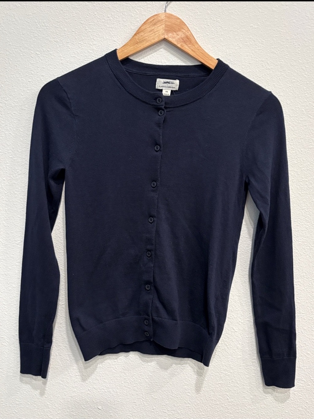 J. Crew Quiet Luxury Clare Dark Blue Button Up Cardigan Preppy Size XS